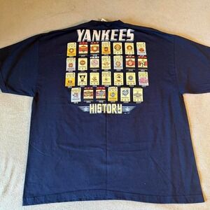 Navy and yellow New York Yankees‎ graphic tee front and back hits 2XL